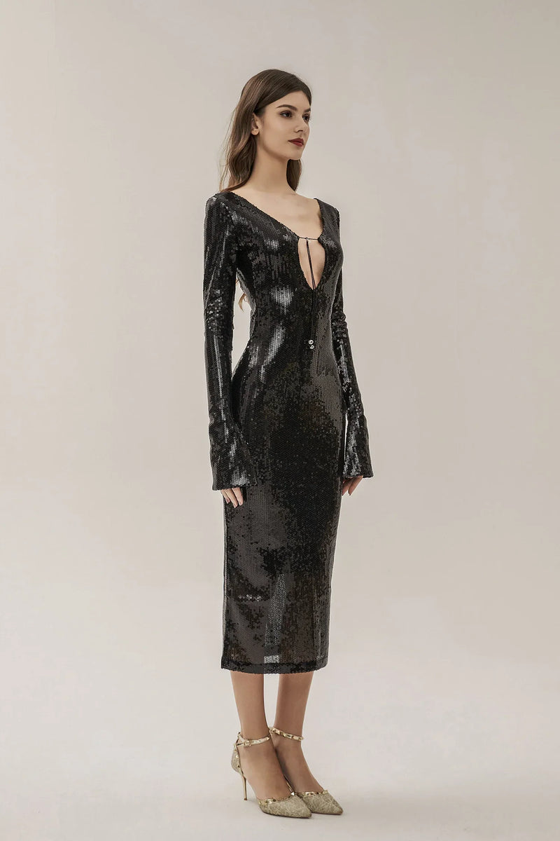 Louisa Black Sequin Maxi Dress