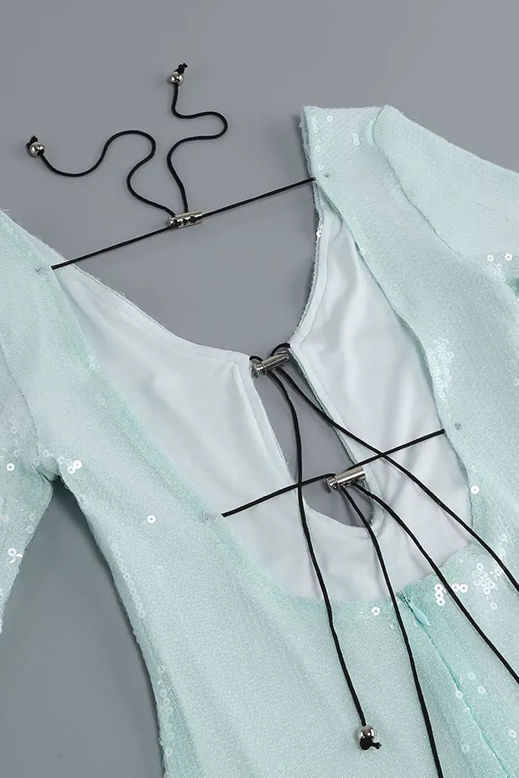 Louisa Teal Sequin Maxi Dress