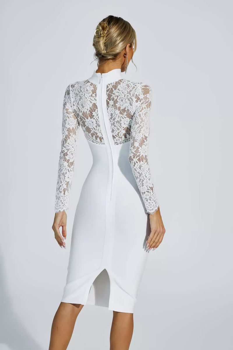 Kawko Lace Sleeve Bandage Dress In White