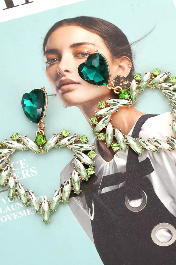 Ajaz Green Heart Earrings
