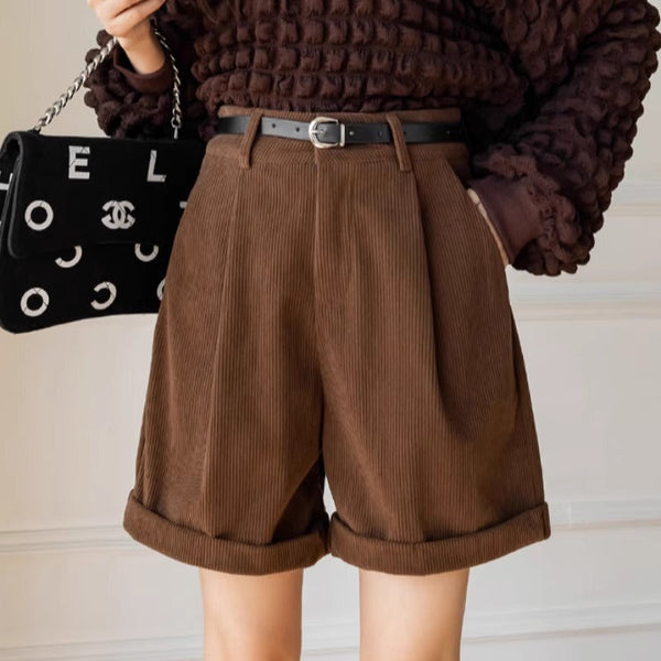 Diana Corduroy Pleated Shorts