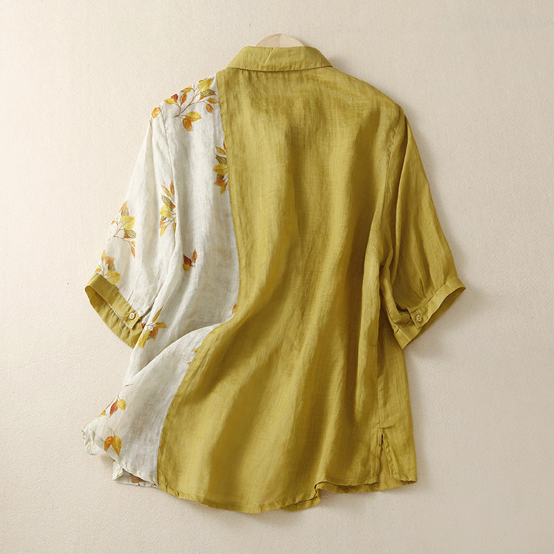 Dahlia Linen Floral Blouse