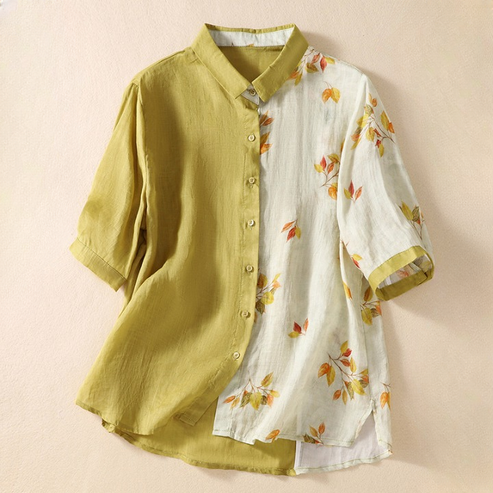 Dahlia Linen Floral Blouse
