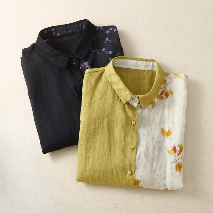 Dahlia Linen Floral Blouse