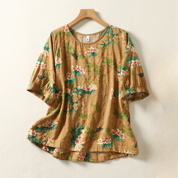 Amelie Floral Linen Blouse
