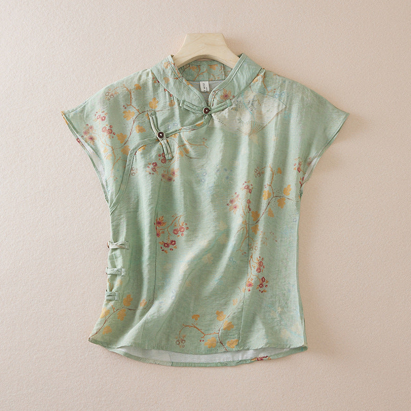 Florence Linen Floral Top