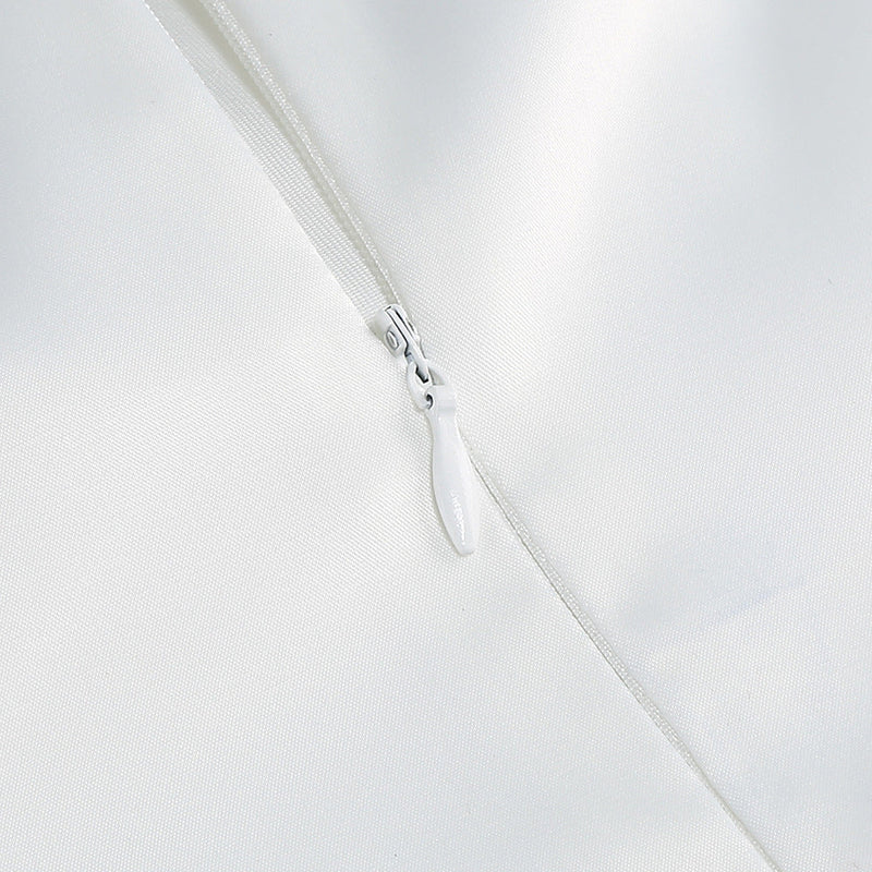 Zayne Mesh Flower One Shoulder Midi Dress In White