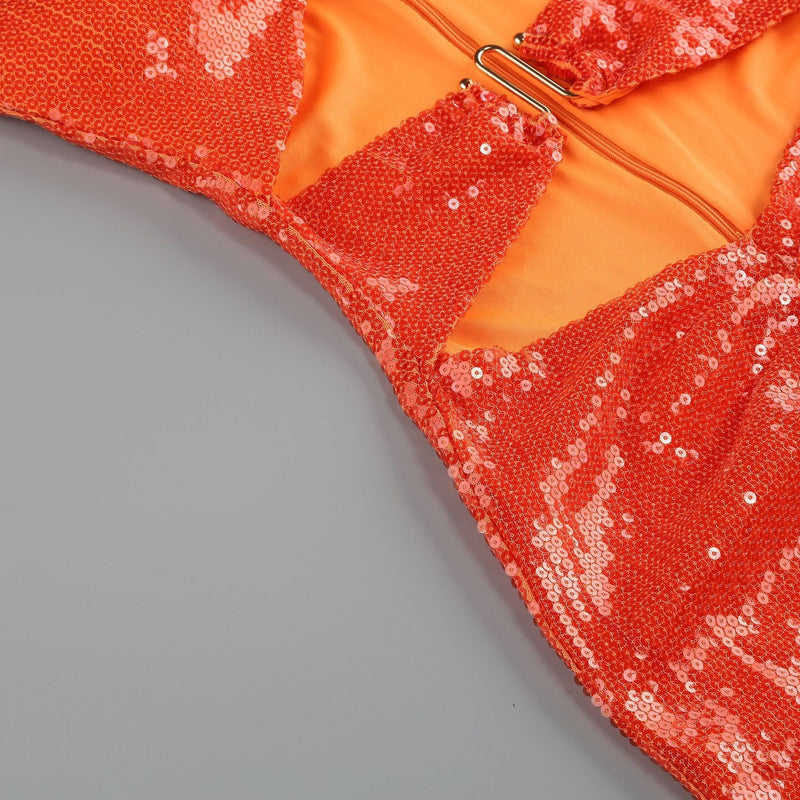 Royce Sequin Cutout Strapless Midi Dress