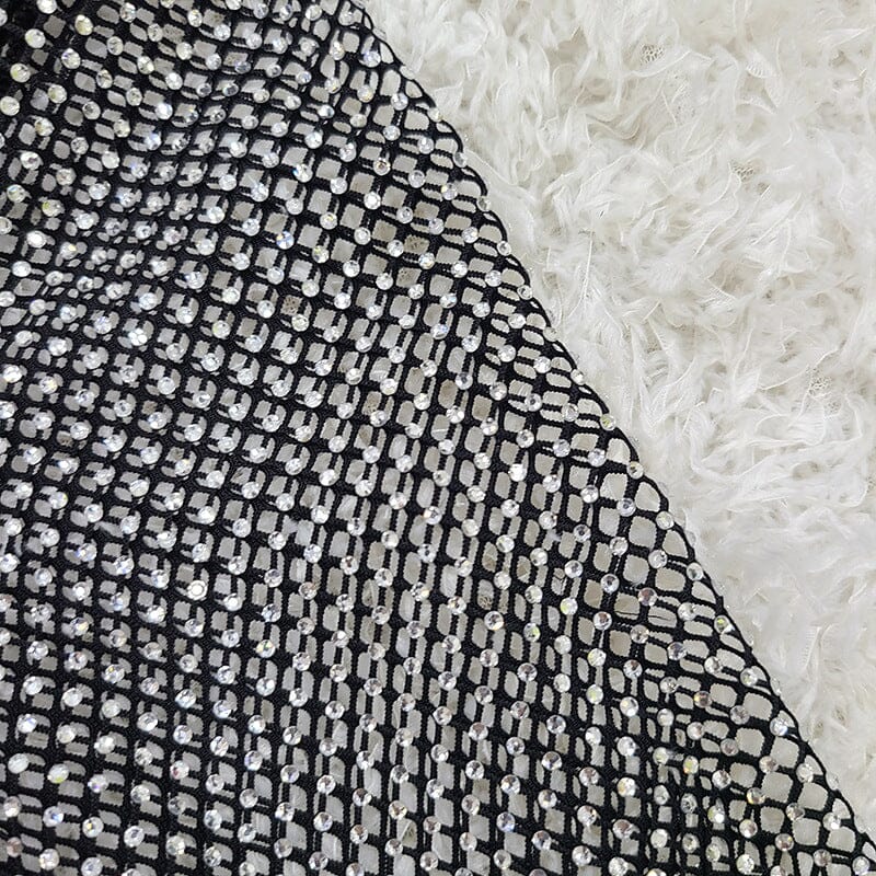 Lombe Long Sleeve Crystal Bandage Midi Dress