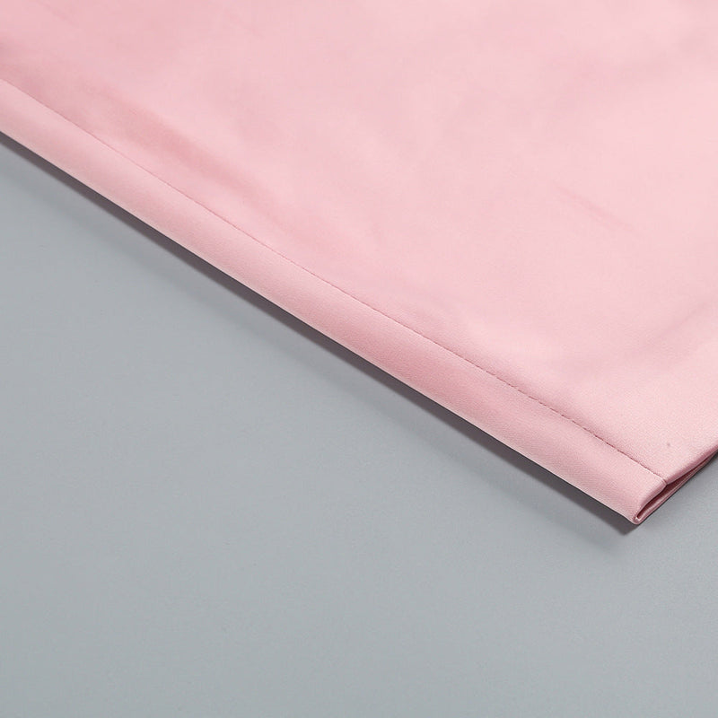 Zayne Mesh Flower One Shoulder Midi Dress In Pink