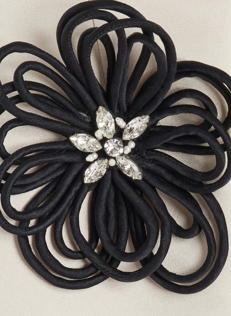 Gwen Floral Embellished Midi Dress In White