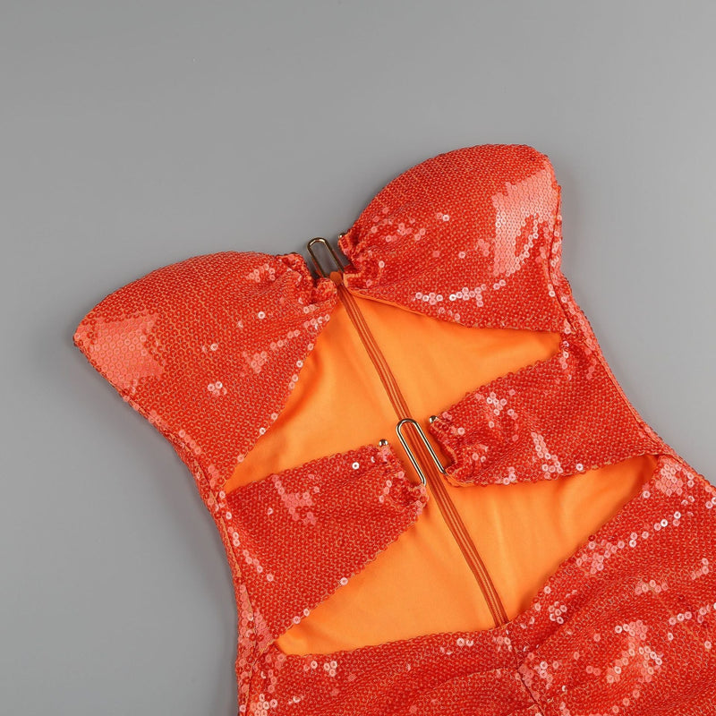 Royce Sequin Cutout Strapless Midi Dress