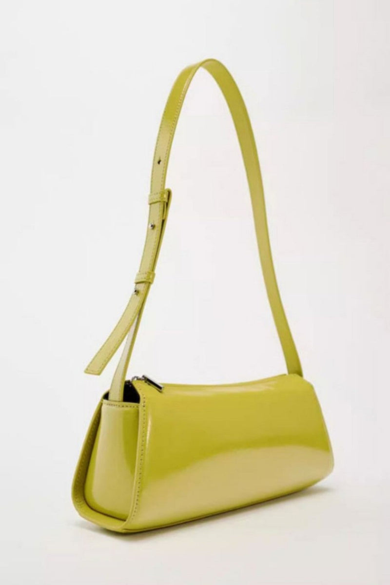 Avalyne Mirror Leather Baguette Bag