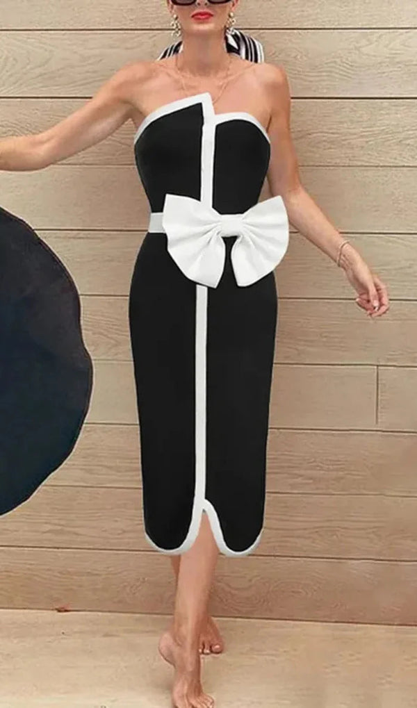 Vazada Off Shoulder Bow Tie One Piece Swimsuit Set