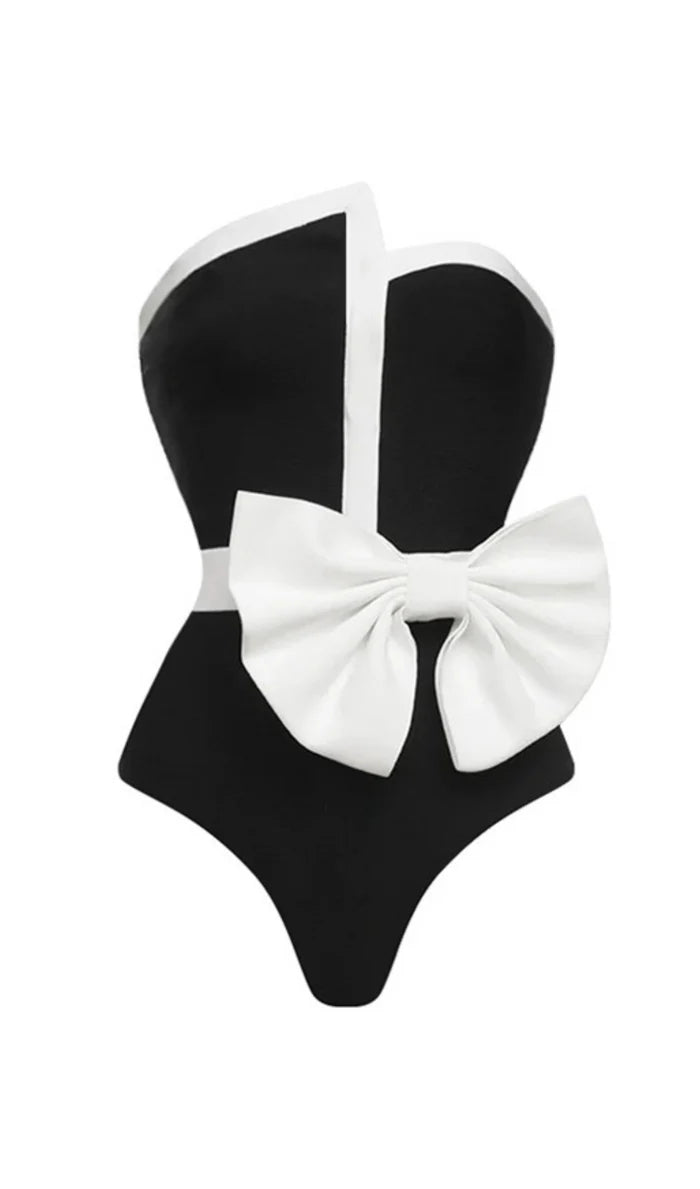 Vazada Off Shoulder Bow Tie One Piece Swimsuit