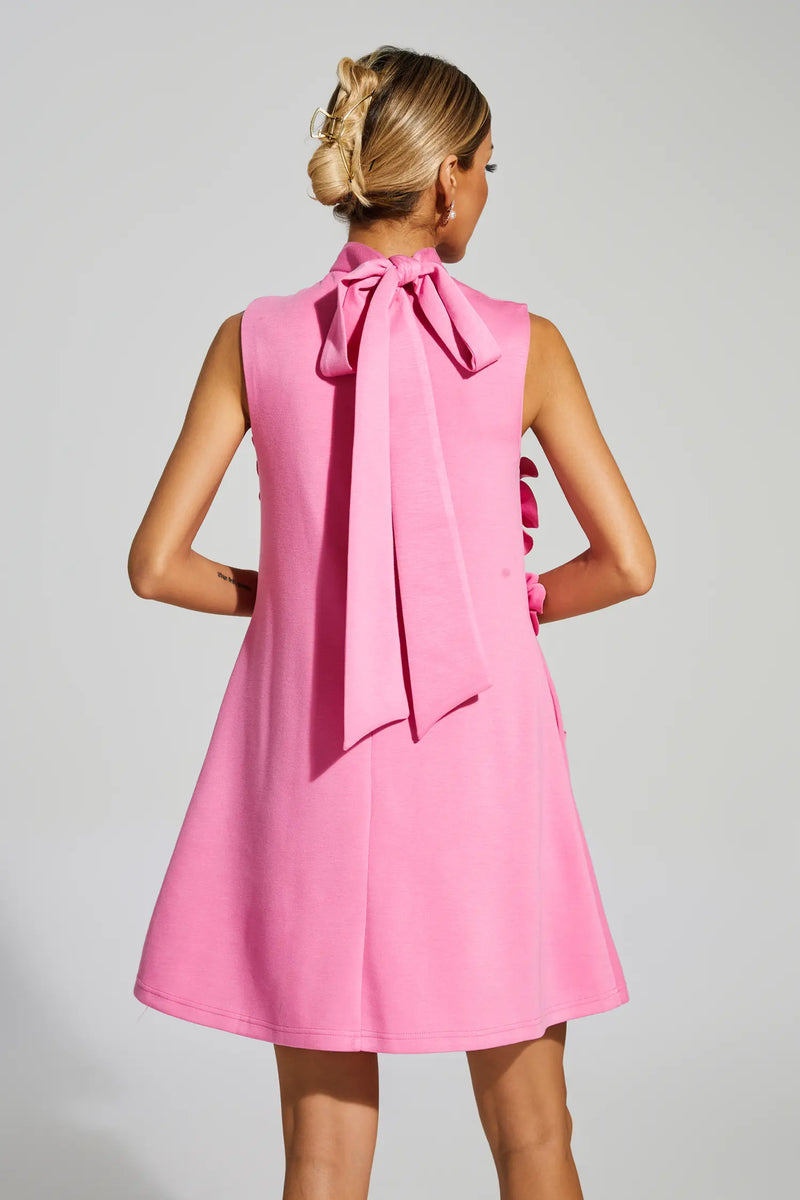 Allaire Rose Flower Mini Dress Rose Red