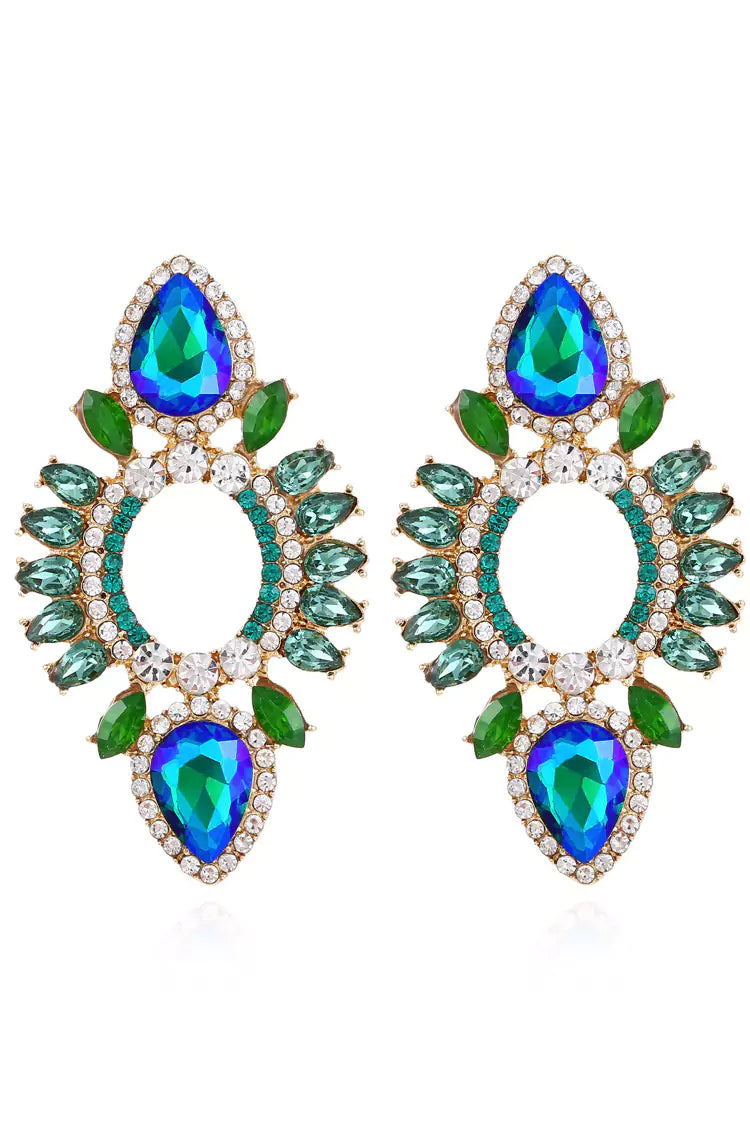 Xylona Blue Rhinestone Earrings