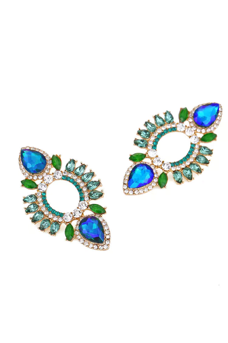 Xylona Blue Rhinestone Earrings