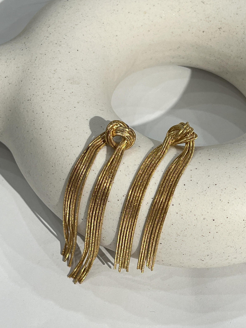Phoenix Gold Tied Tassel Earrings