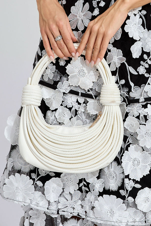 Malha White PU Knotted Bag