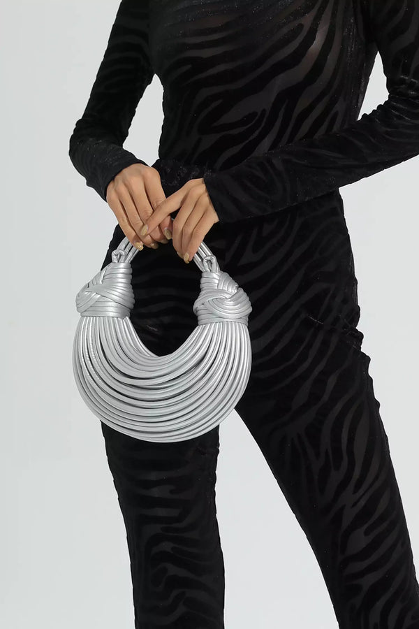 Naelthar Silver PU Knotted Bag