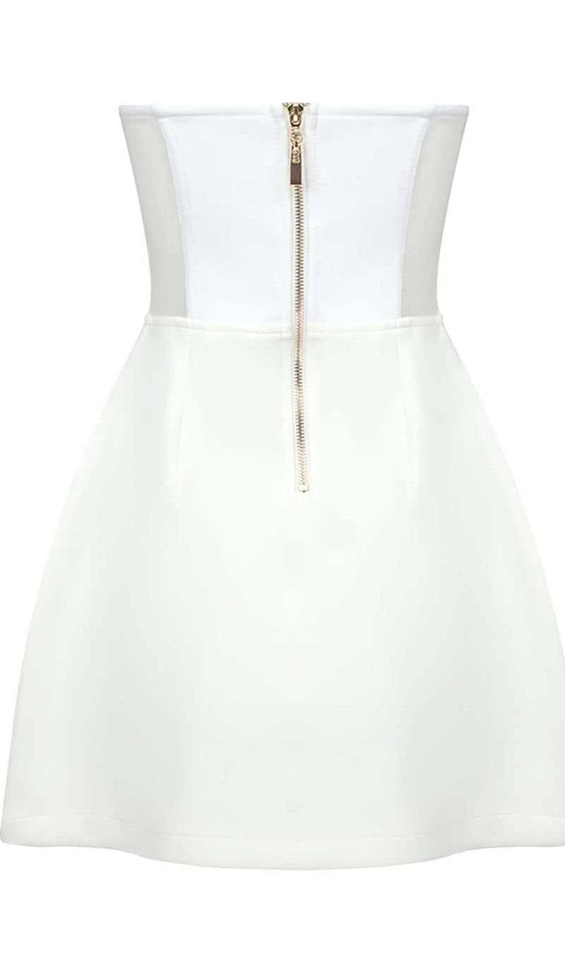 Lavaya Strapless Heart Bustier Mini Dress In White