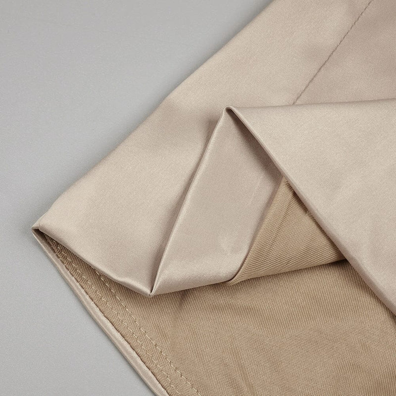 Brandina Satin Strapless Mermaid Maxi Dress In Beige