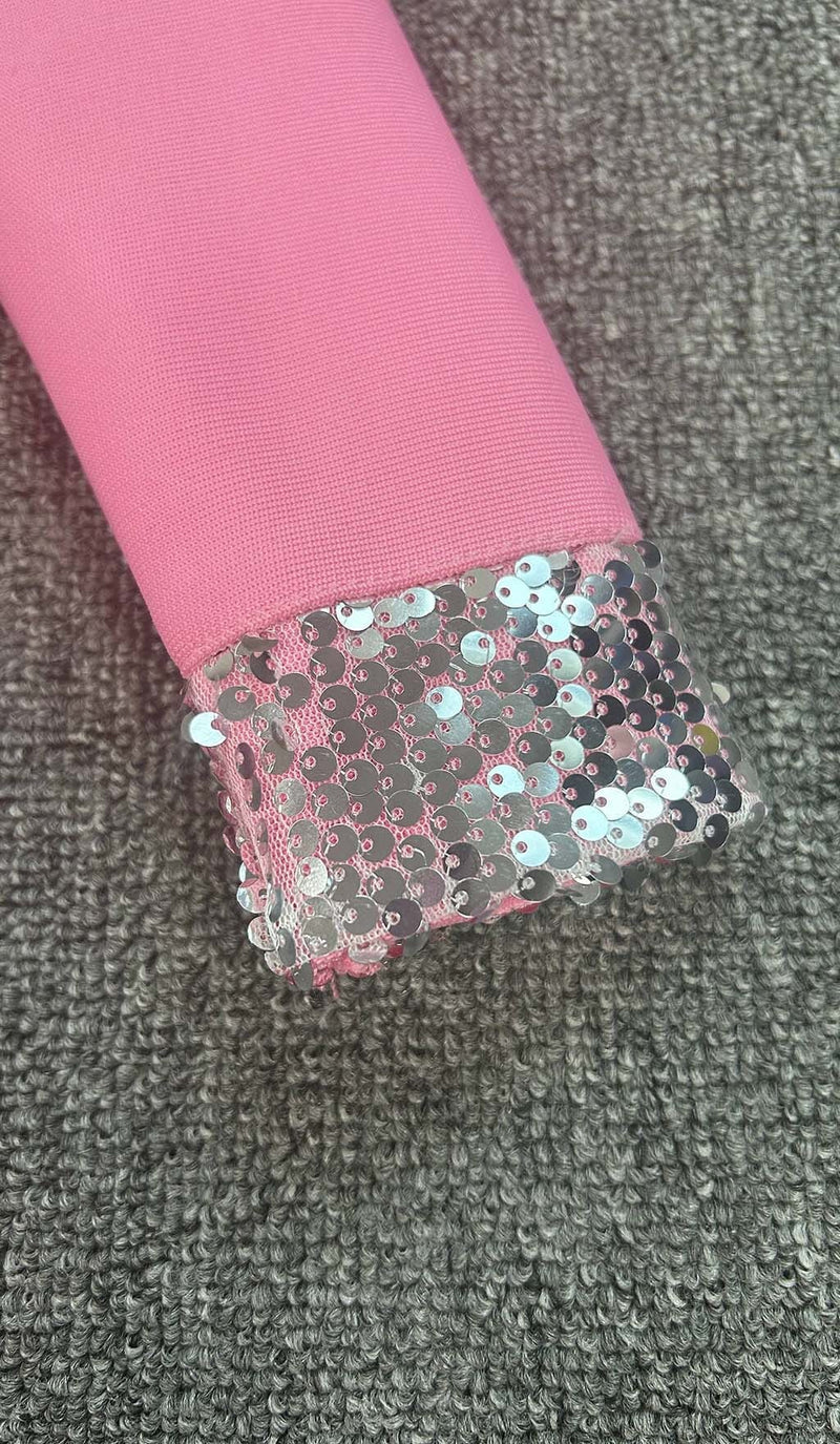 Vergene Strass Embellished Ruched Mini Dress In Pink