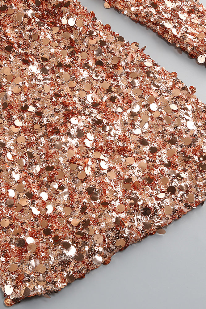 Hitka Rhinestone Sequin Embroidered Dress In Gold