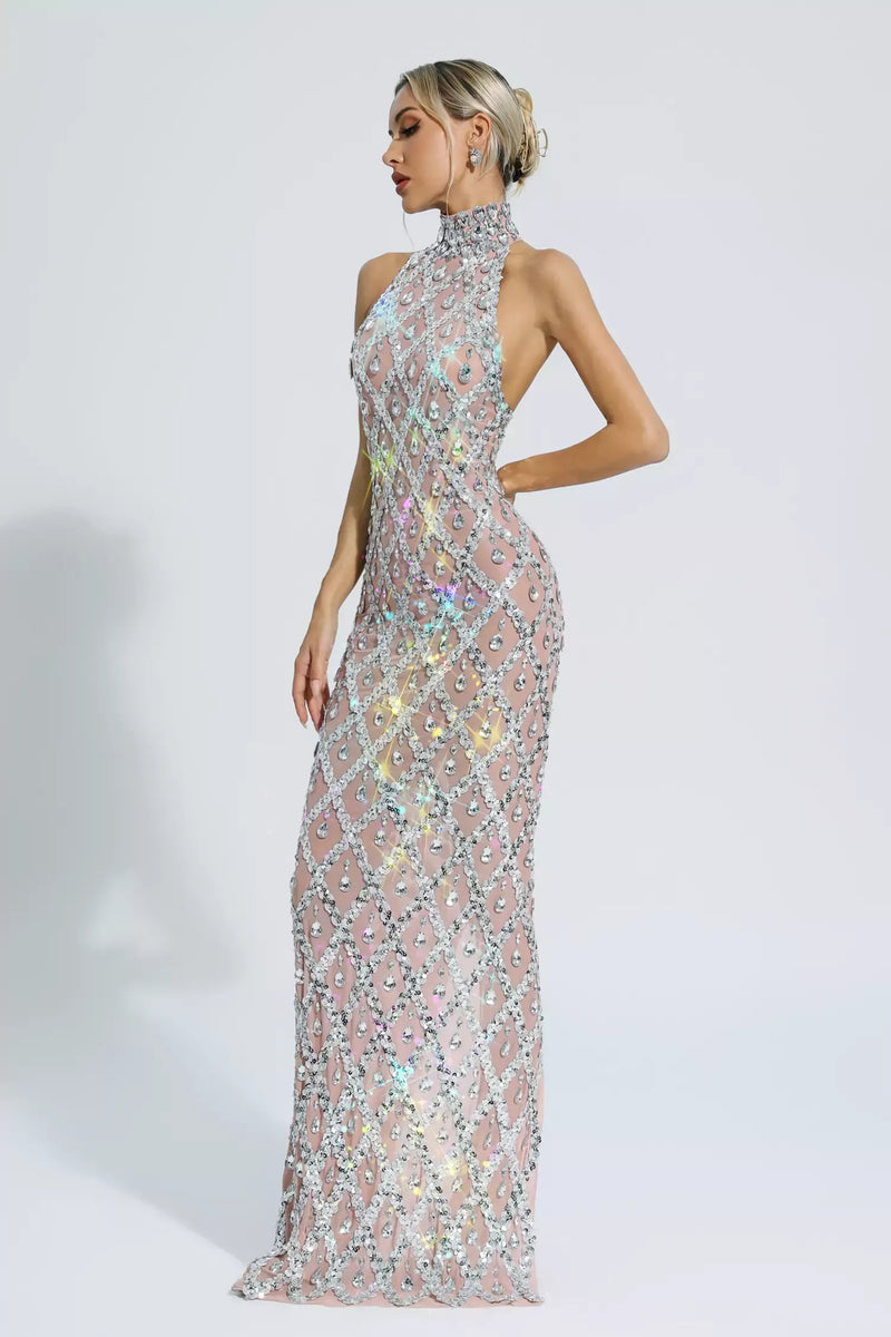 Cate Silver Diamond Maxi Dress