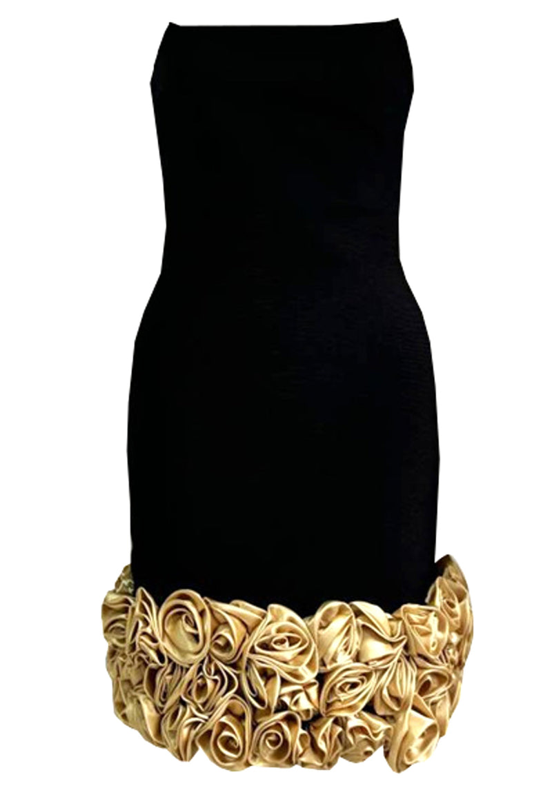 Borosak Strapless Floral Detail Mini Dress In Black