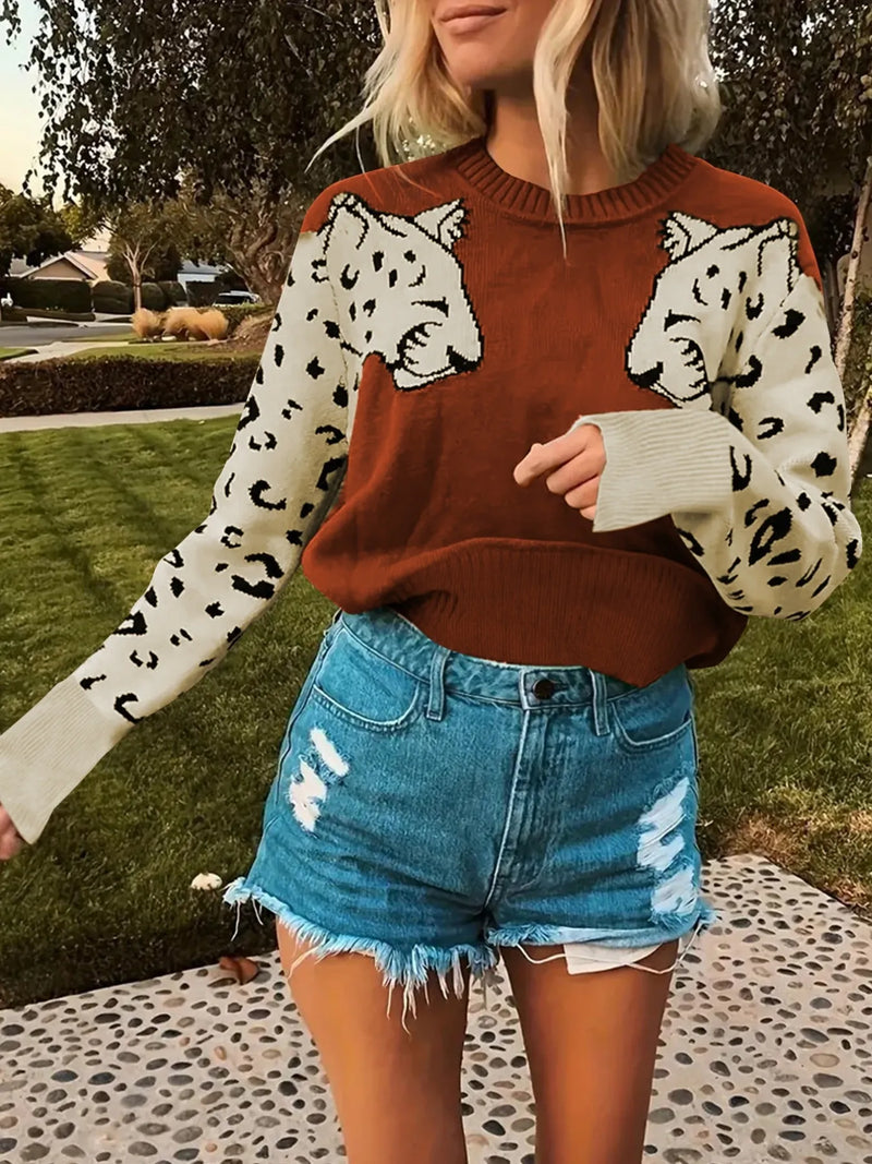 Leopard Round Neck Sweater