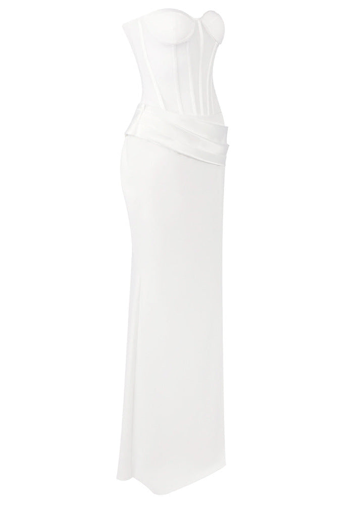 Linaeve Strapless Corset Maxi Two Piece Dress In White