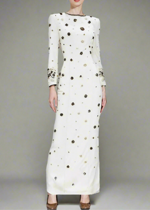 Agrafena Crystal Embellished Maxi Dress In Black