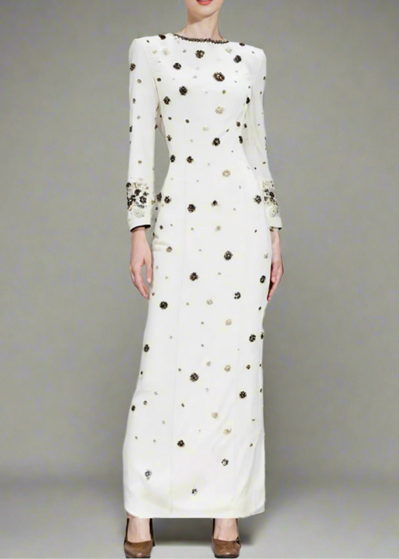 Agrafena Crystal Embellished Maxi Dress In Black