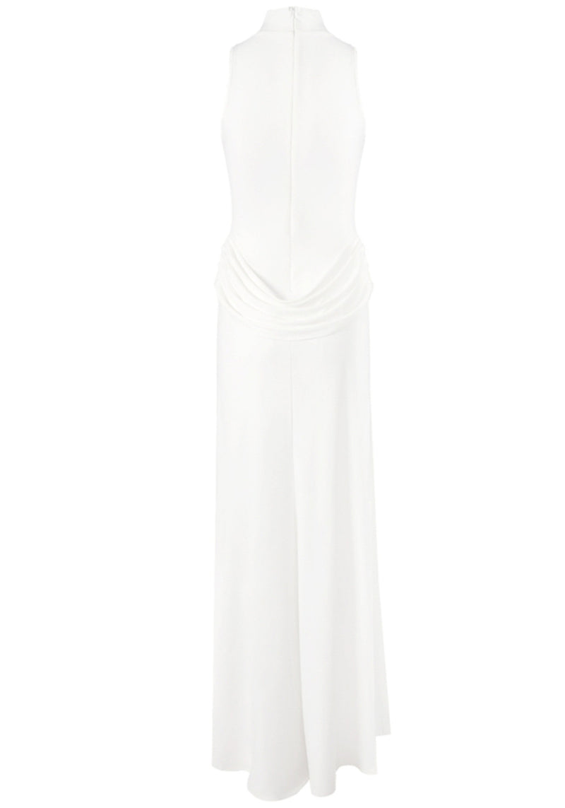 Gwydion Draped Detail Maxi Dress In White