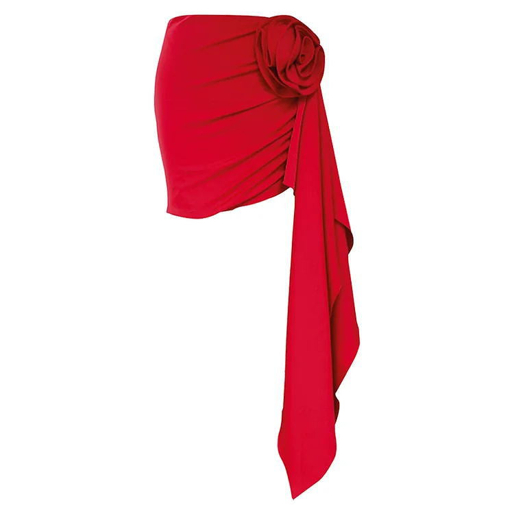 Sean Flower Shoulder Swimsuit In Red