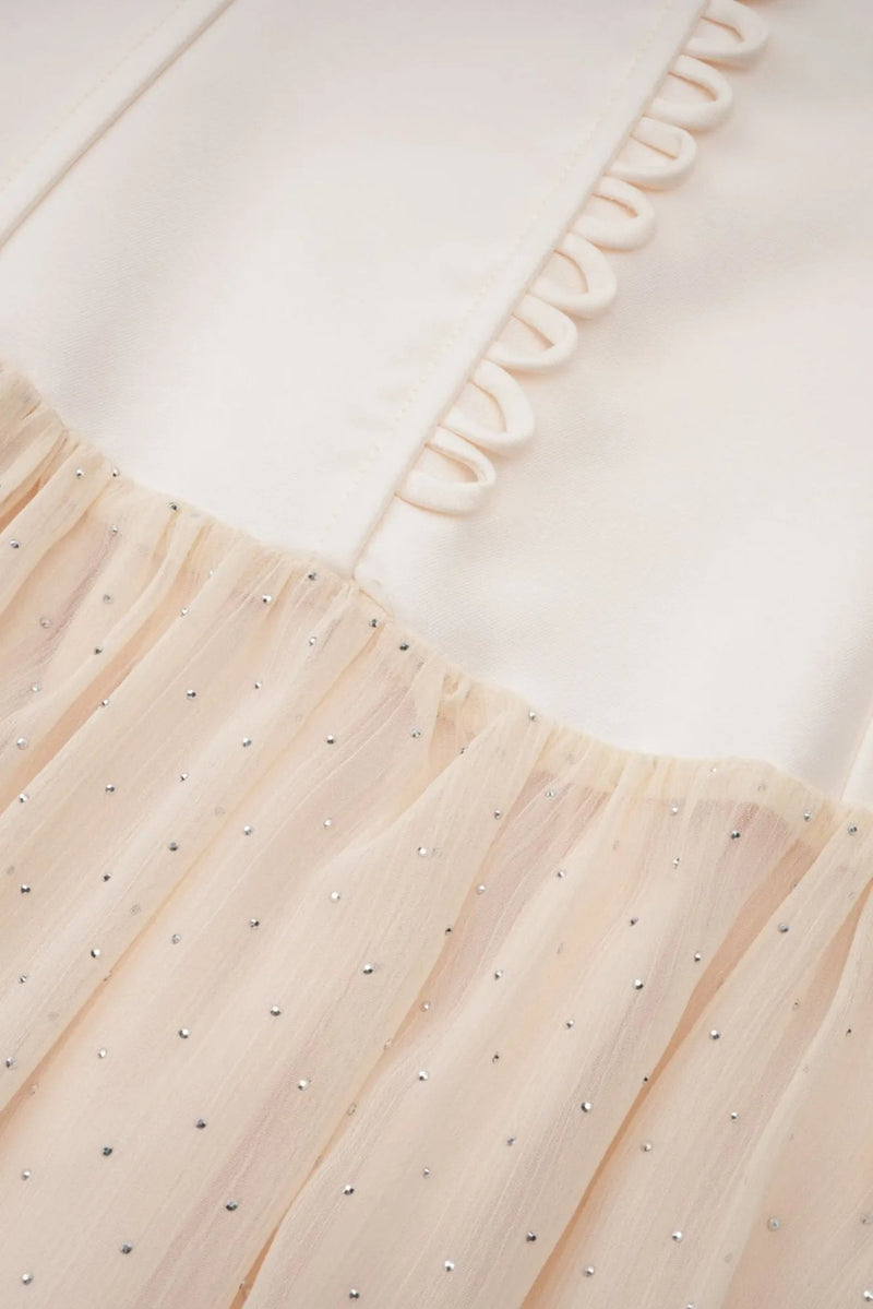 Terrell Halterneck Tulle Overlay Maxi Dress In Apricot