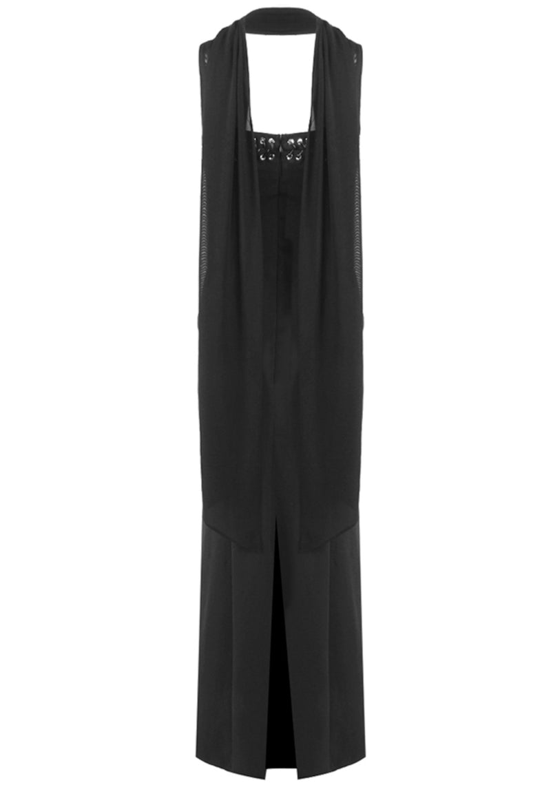 Aryviel Lace Up Detail Maxi Dress In Black