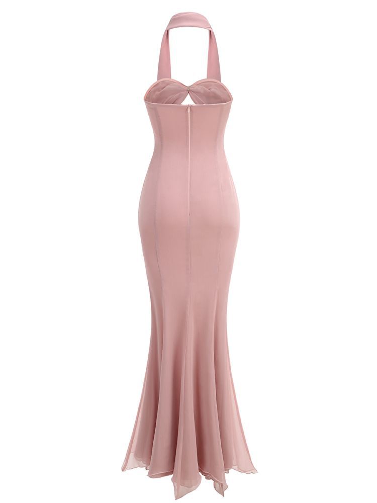 Susmita Cutout Bandage Strapless Tulle Maxi Dress In Pink