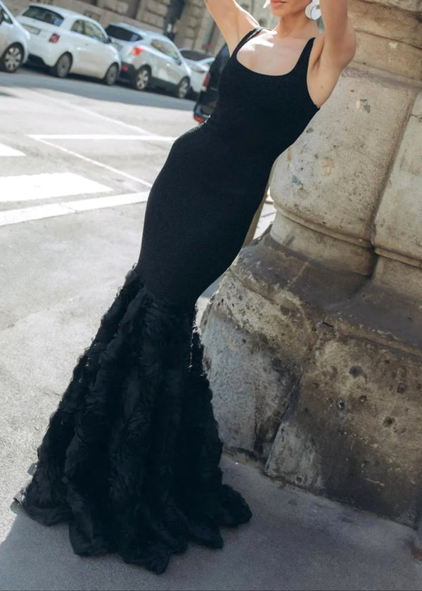 Nalima Floral Mermaid Maxi Dress In Black