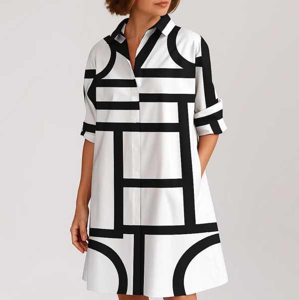 Avery Geometric Shirt Dress