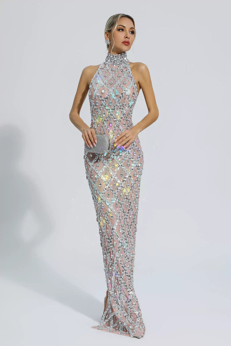 Cate Silver Diamond Maxi Dress