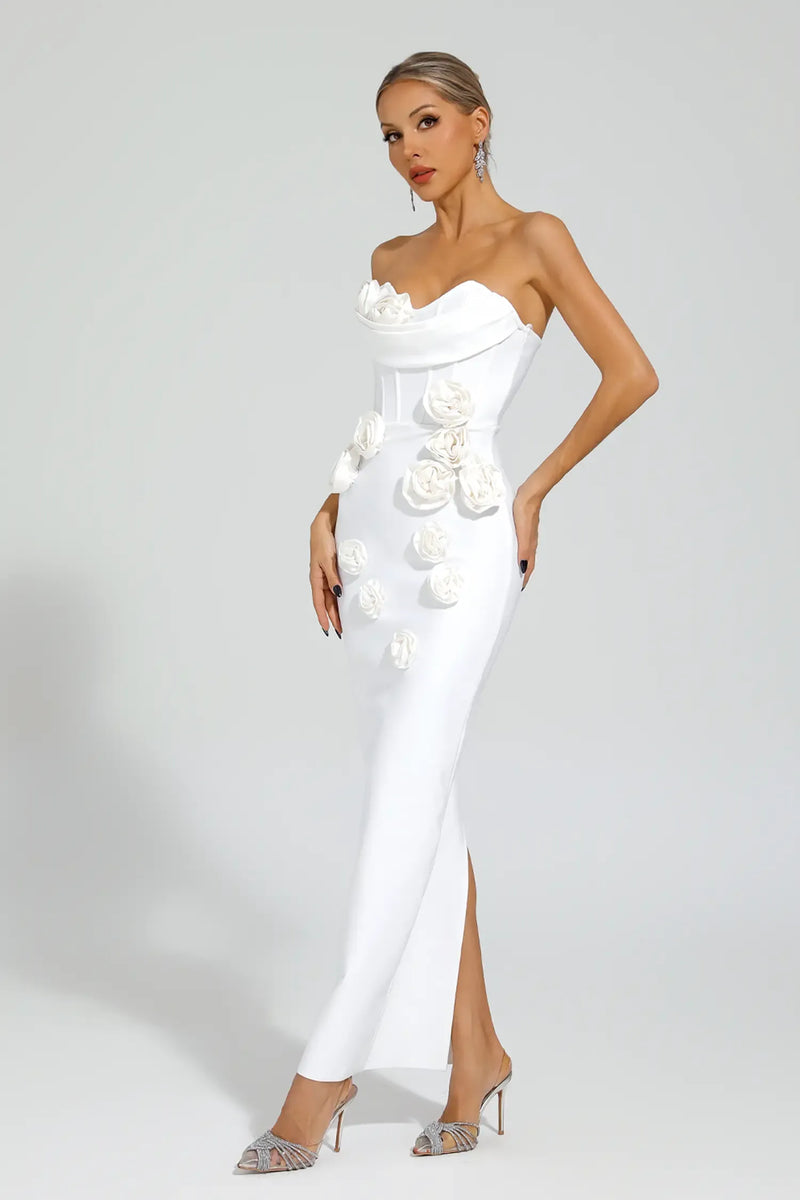 Kater Strapless Flower Bandage Dress