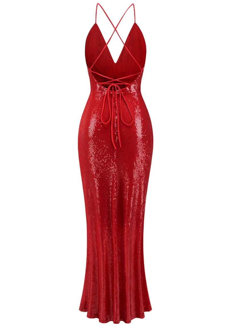 Akshay Sequin Maxi Dress In Red