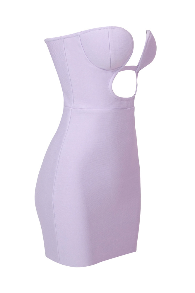 Hera Cutout Ring Bandage Mini Dress In Light purple