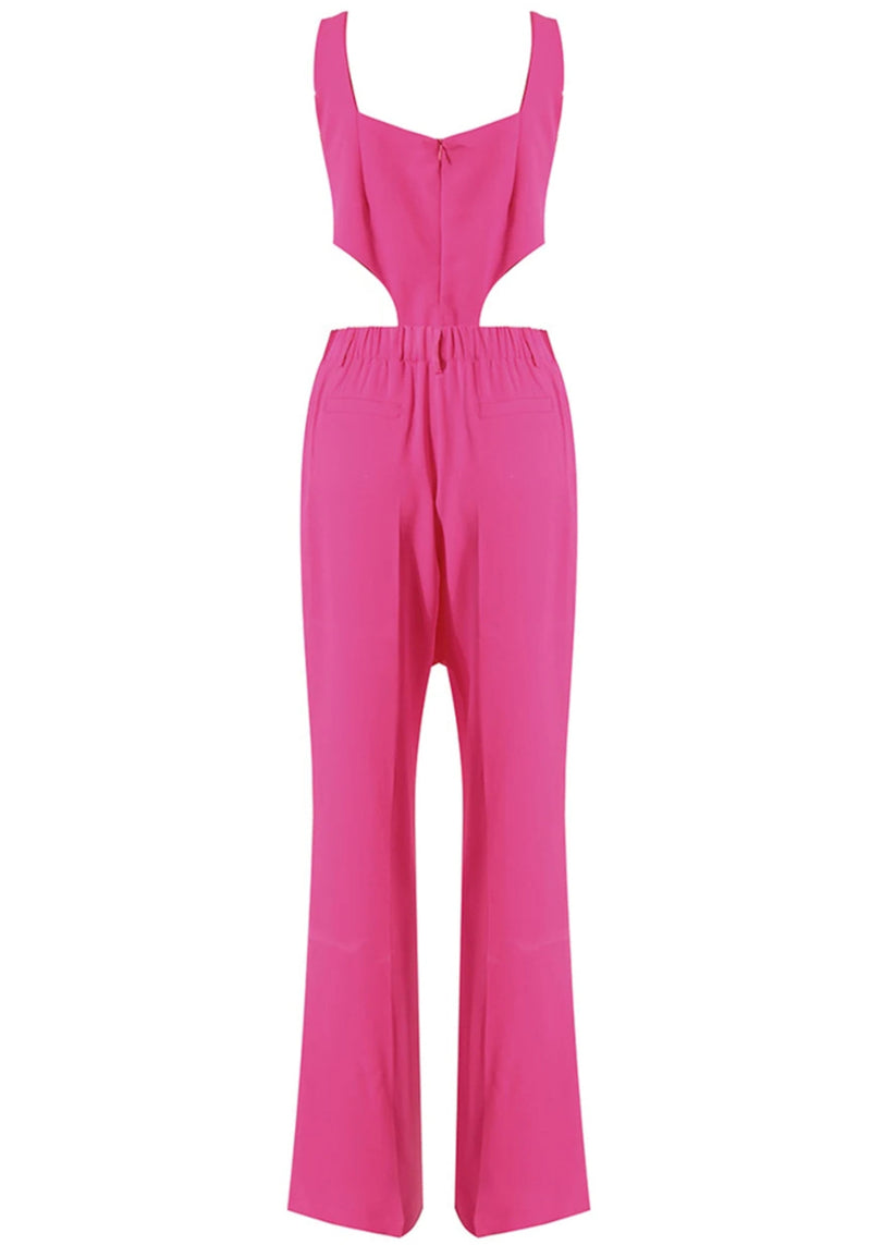 Naiara Long Sleeve Blazer Jumpsuit Suit Hot In Pink