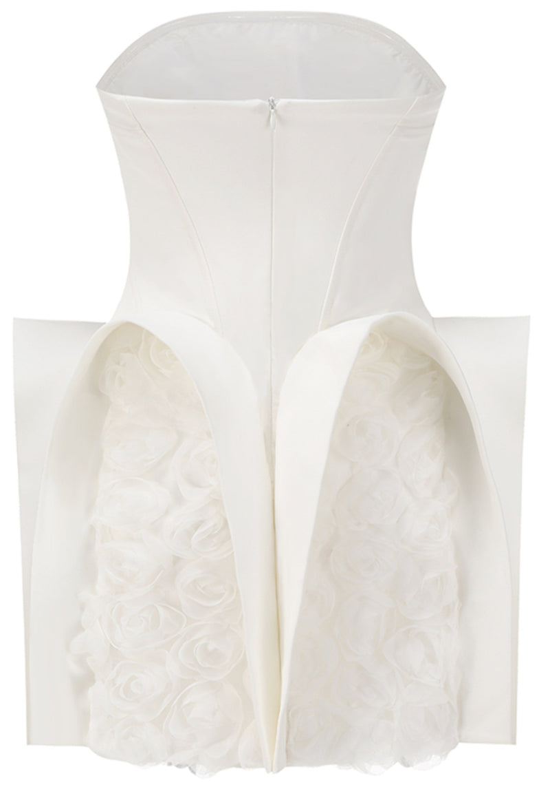 Jasmijn Strapless Floral Mini Dress In White