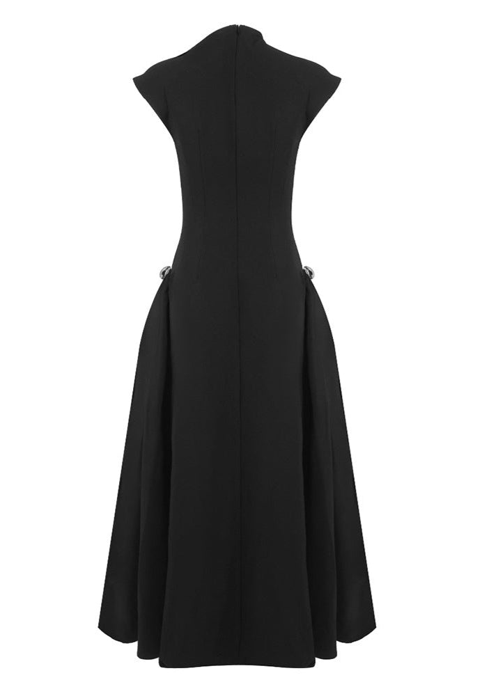 Quintus Sleeveless Irregular Hem Maxi Dress In Black
