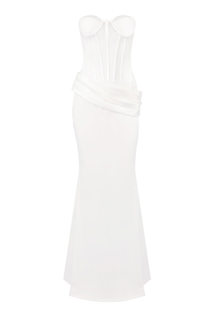 Linaeve Strapless Corset Maxi Two Piece Dress In White